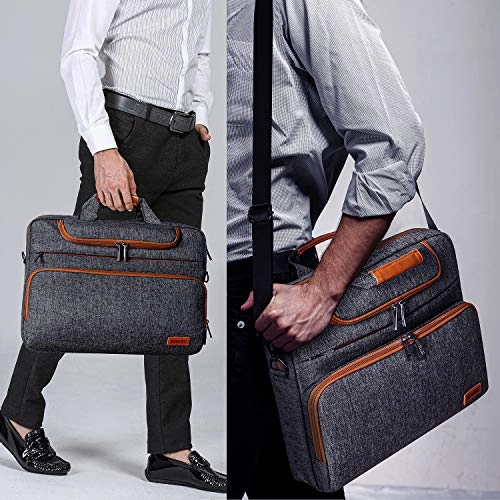 DOMISO 13.3 Inch Multi-Functional Laptop Sleeve Business Briefcase Waterproof Messenger Shoulder Bag for 13"-13.3" Laptops/MacBook Pro Retina/Dell XPS 13 / Surface Book/ASUS/Acer, Dark Grey