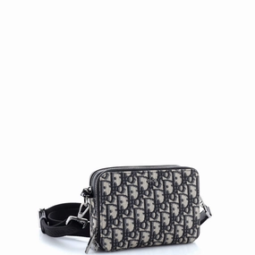 Double Zip Crossbody Pouch Oblique Canvas