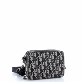 Double Zip Crossbody Pouch Oblique Canvas