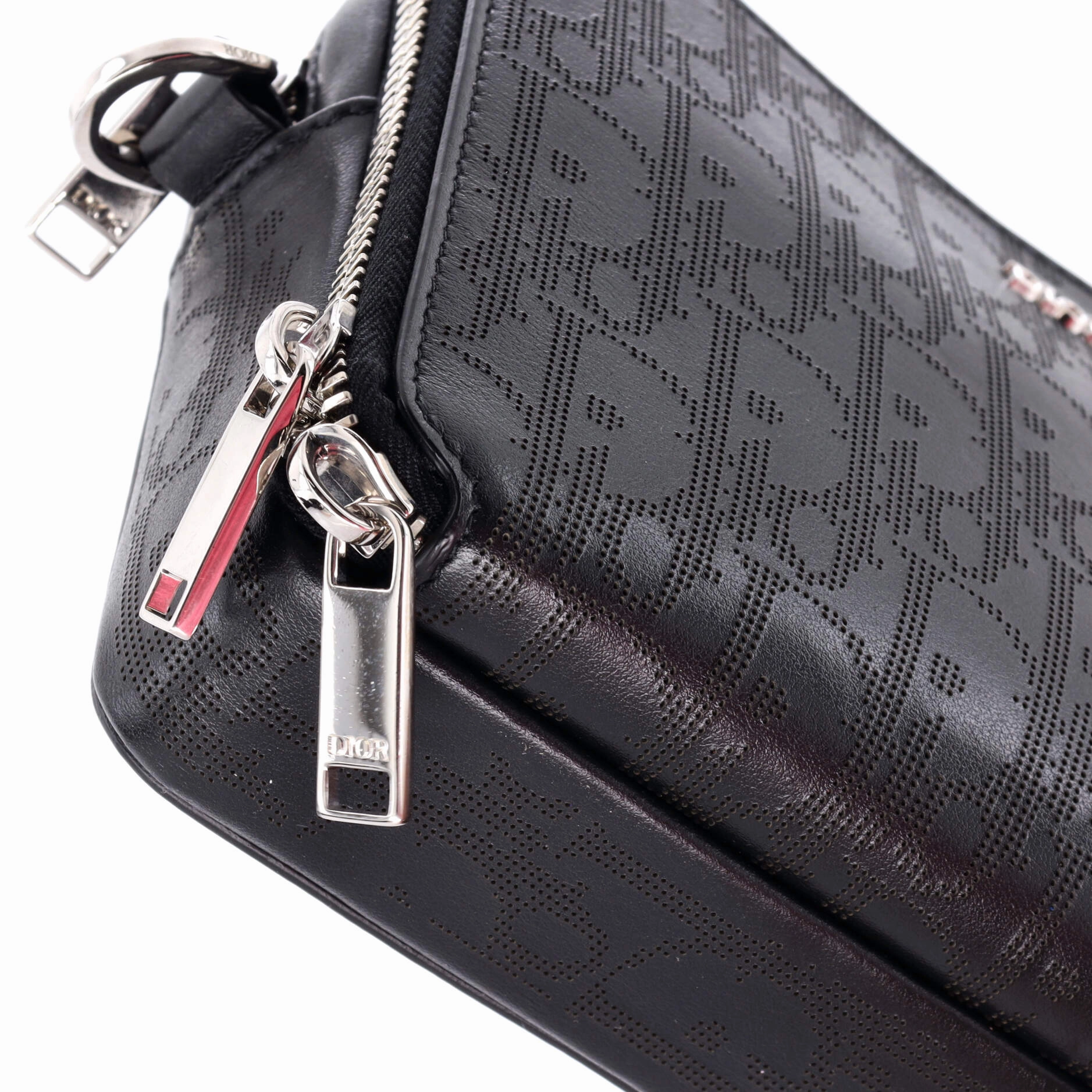 Double Zip Crossbody Pouch Oblique Galaxy Leather