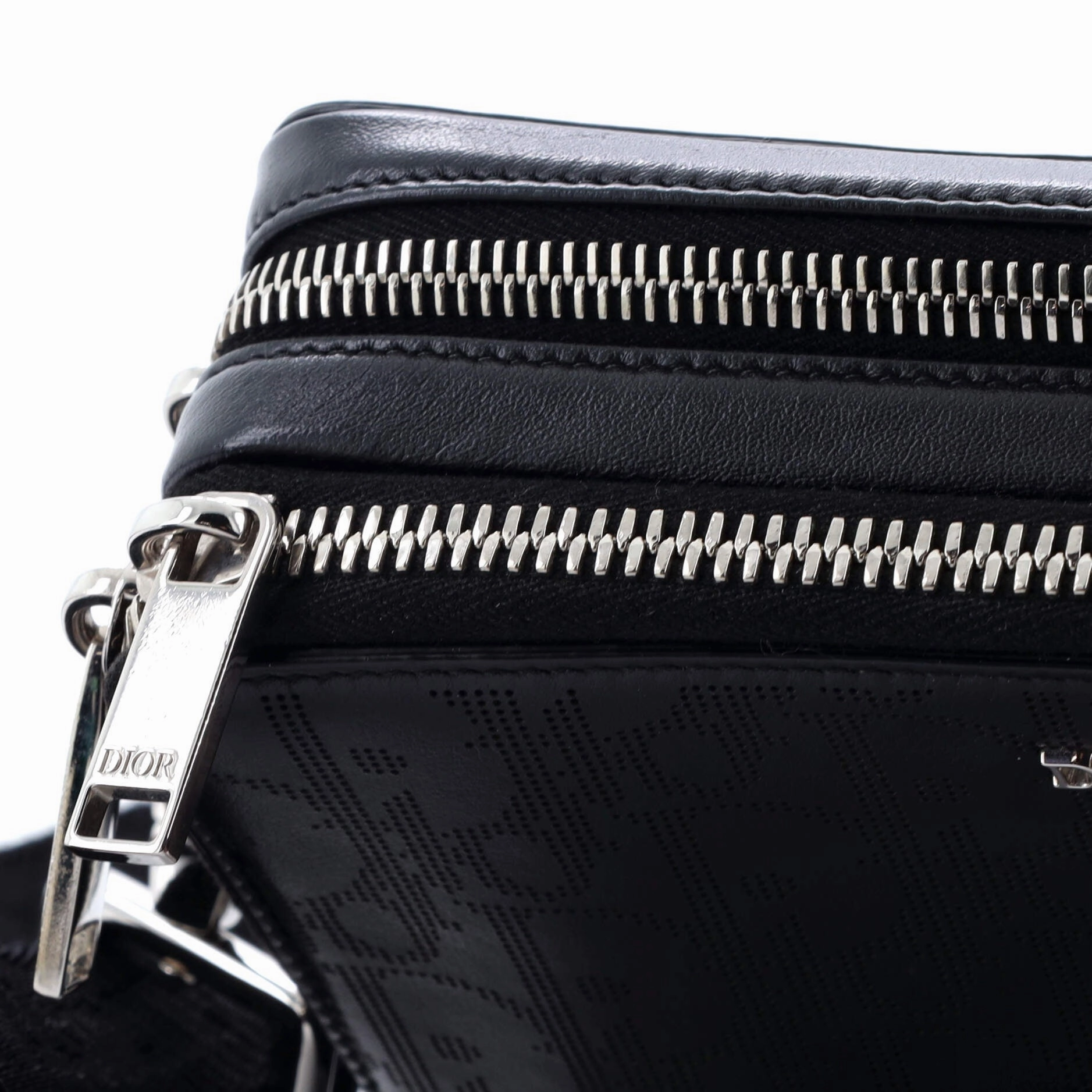 Double Zip Crossbody Pouch Oblique Galaxy Leather