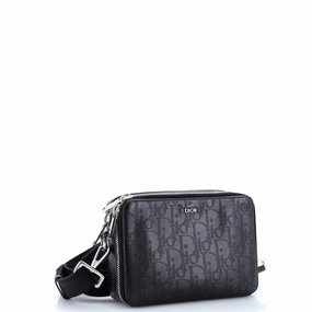 Double Zip Crossbody Pouch Oblique Galaxy Leather