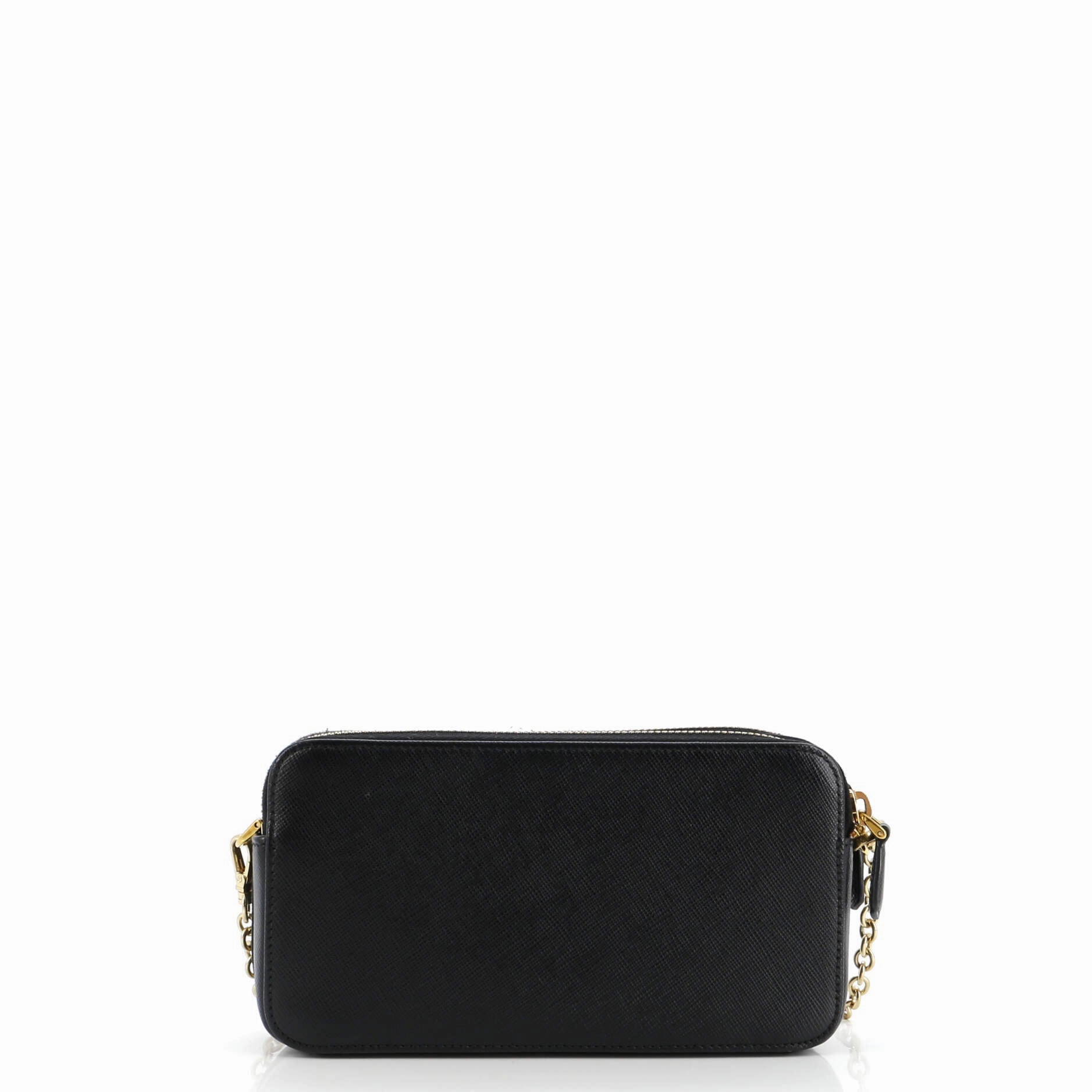 Double Zip Wallet on Chain Crossbody Saffiano Leather Mini