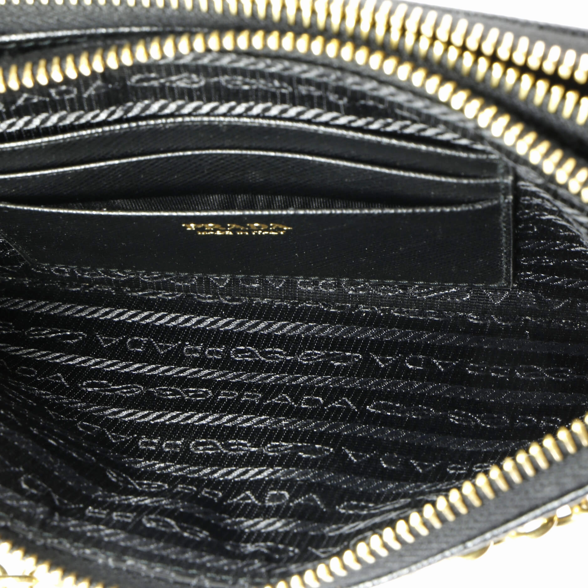 Double Zip Wallet on Chain Crossbody Saffiano Leather Mini