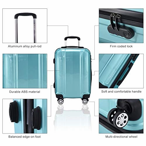 Durable 3 Piece Luggage Sets,BestComfort 8 Spinner Wheels Carry on Suitcase with Combination Lock
