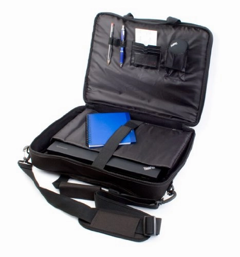 DURAGADGET Black Water Resistant Laptop Briefcase with Detachable Shoulder Strap for Lenovo S400