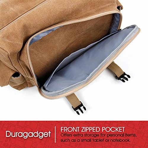 Duragadget Tan-Brown Large Sized Canvas Carry Bag For New Ihome Ibt73 Color Changing Bluetooth