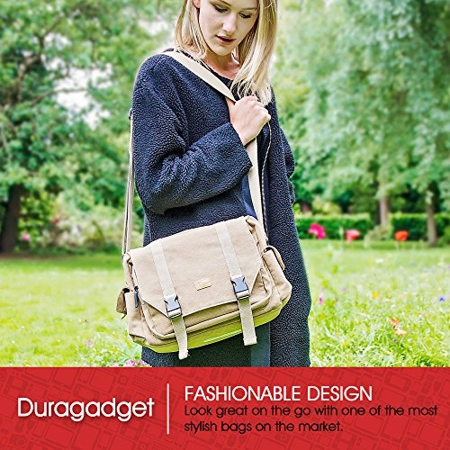 Duragadget Tan-Brown Large Sized Canvas Carry Bag For New Ihome Ibt73 Color Changing Bluetooth