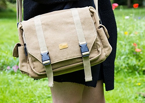 Duragadget Tan-Brown Large Sized Canvas Carry Bag For New Ihome Ibt73 Color Changing Bluetooth
