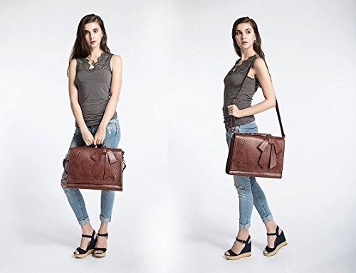 Ecosusi Ladies Pu Leather Laptop Bag Briefcase Crossbody Messenger Bags Satchel Purse Fit 14"