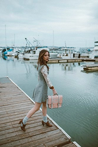 ECOSUSI Women Briefcase Vintage Crossbody Messenger Bag PU Leather Satchel Purse, Pink