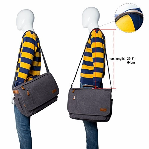 Estarer Laptop Messenger Bag 17-17.3 Inch Water-Resistance Canvas Shoulder Bag For Work College