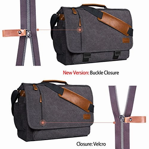 Estarer Laptop Messenger Bag 17-17.3 Inch Water-Resistance Canvas Shoulder Bag For Work College