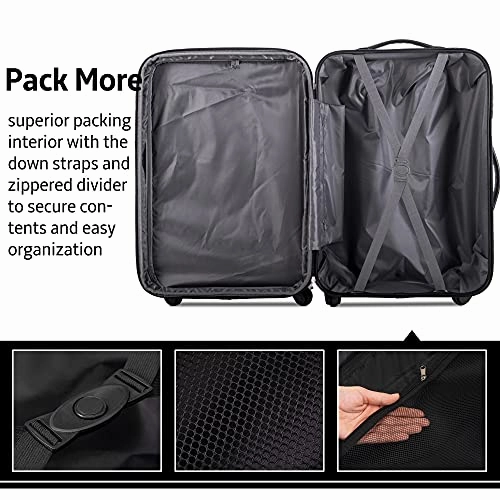 Expandable 3 Piece Luggage Sets Hardside Durable Suitcase with Spinner Wheels TSA Lock, 3 Pcs Carry On Case Travel Home Outdoor School Lightweight Trolley Case ( 20" 24" 28" Blue)