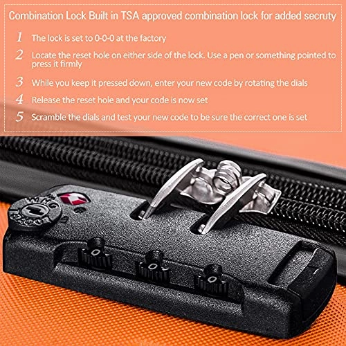 Expandable 3 Piece Luggage Sets Hardside Durable Suitcase with Spinner Wheels TSA Lock, 3 Pcs Carry On Case Travel Home Outdoor School Lightweight Trolley Case ( 20" 24" 28" Orange)