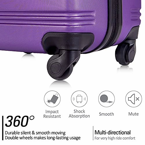 Expandable 3 Piece Luggage Sets Hardside Durable Suitcase with Spinner Wheels TSA Lock, 3 Pcs Carry On Case Travel Home Outdoor School Lightweight Trolley Case ( 20" 24" 28" Purple)