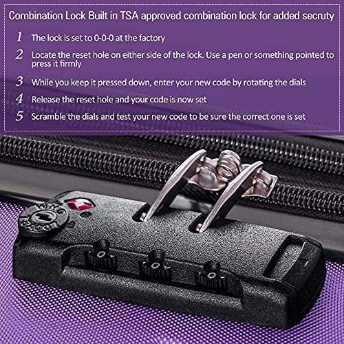 Expandable 3 Piece Luggage Sets Hardside Durable Suitcase with Spinner Wheels TSA Lock, 3 Pcs Carry On Case Travel Home Outdoor School Lightweight Trolley Case ( 20" 24" 28" Purple)