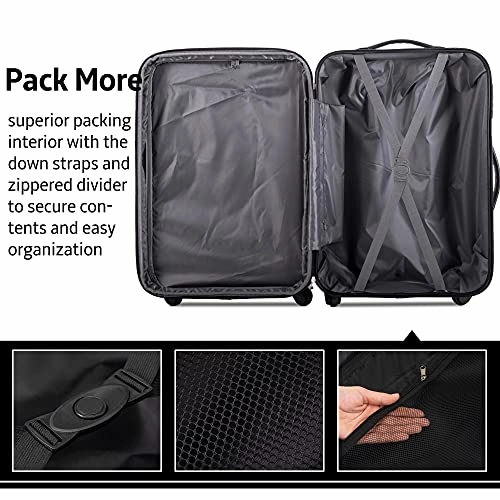 Expandable 3 Piece Luggage Sets Hardside Durable Suitcase with Spinner Wheels TSA Lock, 3 Pcs Carry On Case Travel Home Outdoor School Lightweight Trolley Case ( 20" 24" 28" Purple)