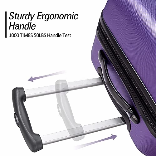 Expandable 3 Piece Luggage Sets Hardside Durable Suitcase with Spinner Wheels TSA Lock, 3 Pcs Carry On Case Travel Home Outdoor School Lightweight Trolley Case ( 20" 24" 28" Purple)