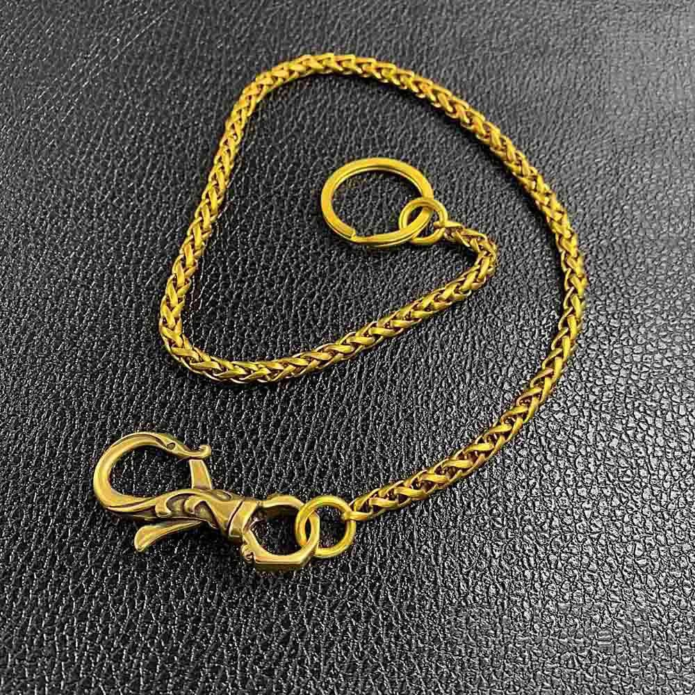 Fashion Brass 18" Mens Dragon Ring Key Chain Gold Pants Chain Wallet Chain Motorcycle Wallet Chain for Men