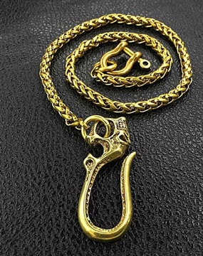 Fashion Brass 18" Mens Skull Hook Key Chain Pants Chain Wallet Chain Motorcycle Wallet Chain for Men