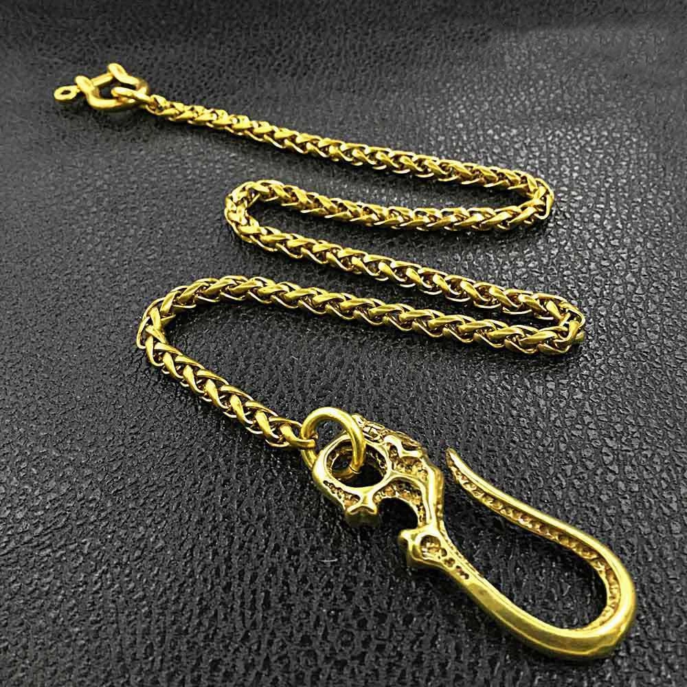 Fashion Brass 18" Mens Skull Hook Key Chain Pants Chain Wallet Chain Motorcycle Wallet Chain for Men