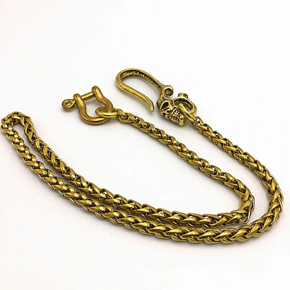 Fashion Brass 18" Mens Skull Hook Key Chain Pants Chain Wallet Chain Motorcycle Wallet Chain for Men