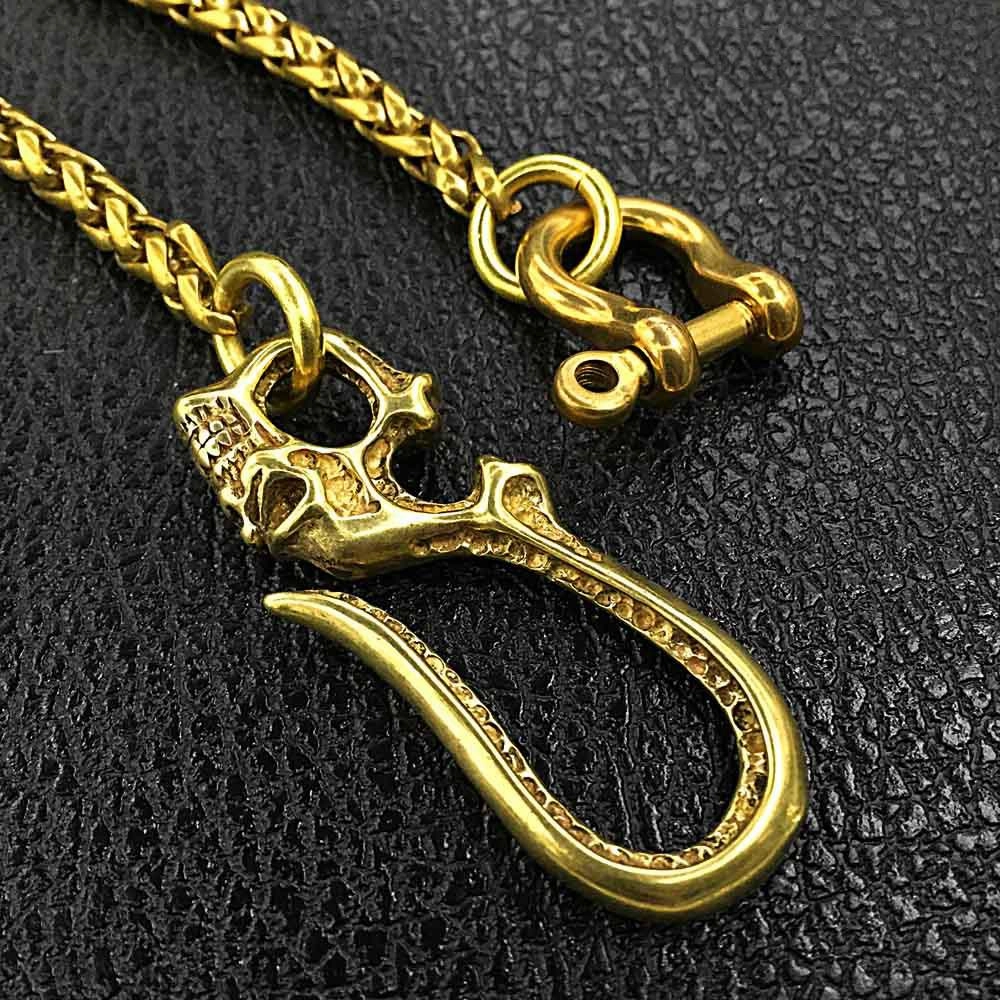 Fashion Brass 18" Mens Skull Hook Key Chain Pants Chain Wallet Chain Motorcycle Wallet Chain for Men