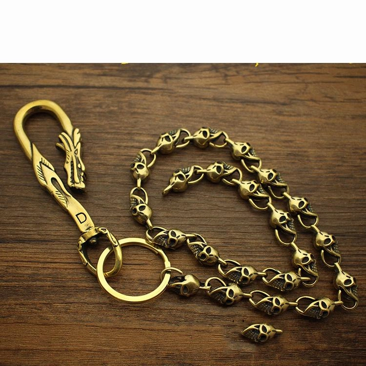 Fashion Brass 18" Mens Skull Key Chain Pants Chain Wallet Chain Motorcycle Wallet Chain for Men