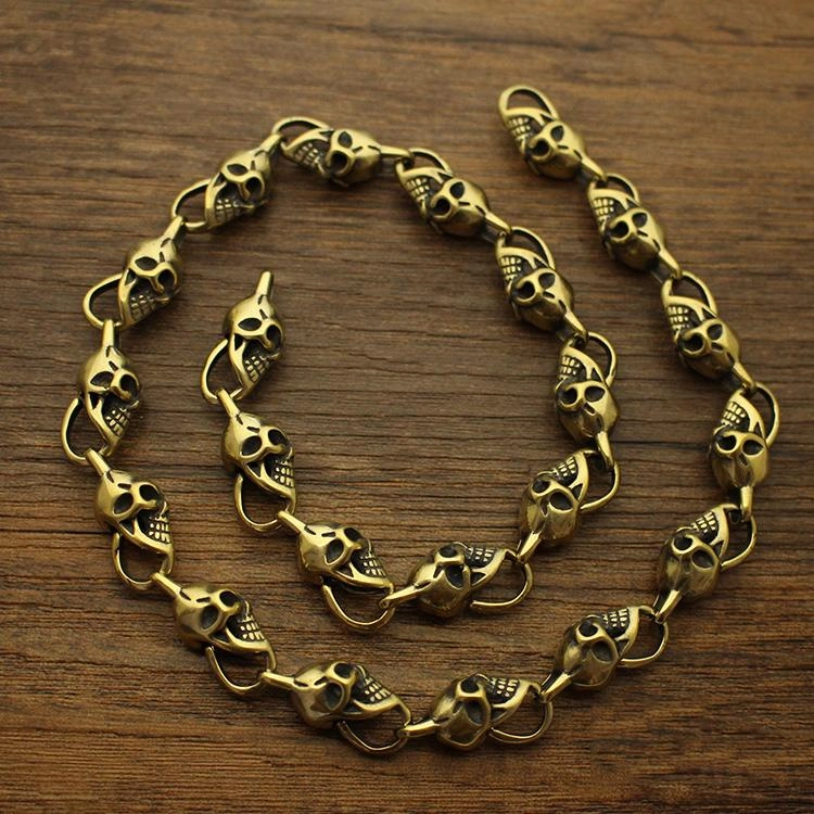 Fashion Brass 18" Mens Skull Key Chain Pants Chain Wallet Chain Motorcycle Wallet Chain for Men