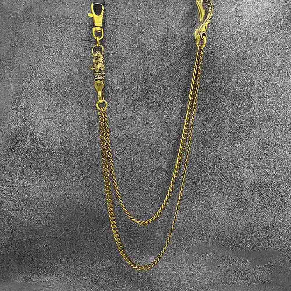 Fashion Brass 19" Mens Rhinoceros Dragon Hook Key Chain Pants Chain Wallet Chain Motorcycle Wallet Chain for Men