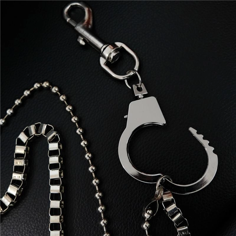 Fashion Men's Silver Double Long Pants Chain Punk Biker Wallet Chain For Men