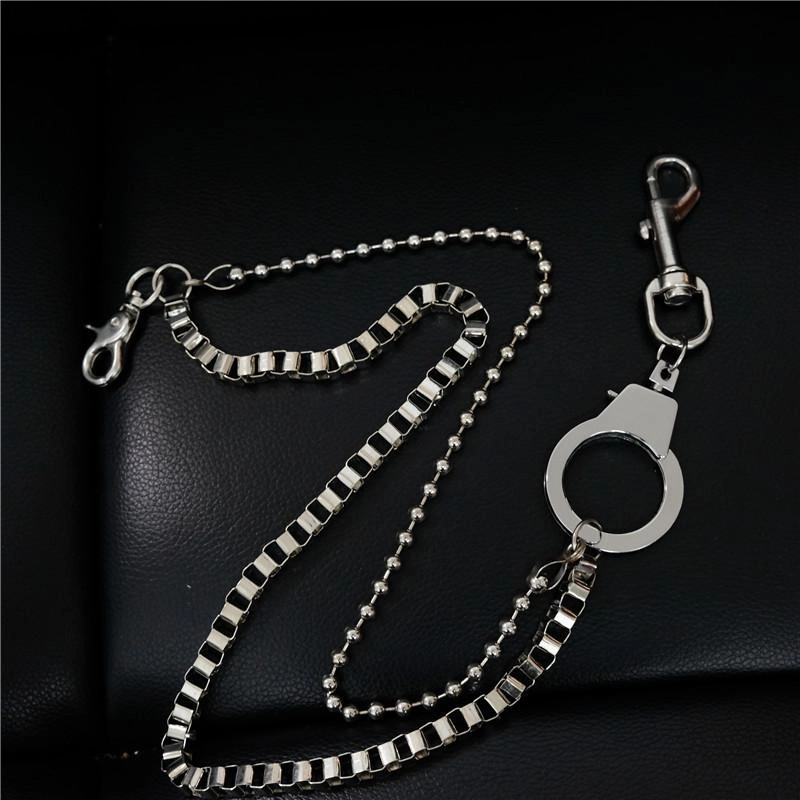 Fashion Men's Silver Double Long Pants Chain Punk Biker Wallet Chain For Men