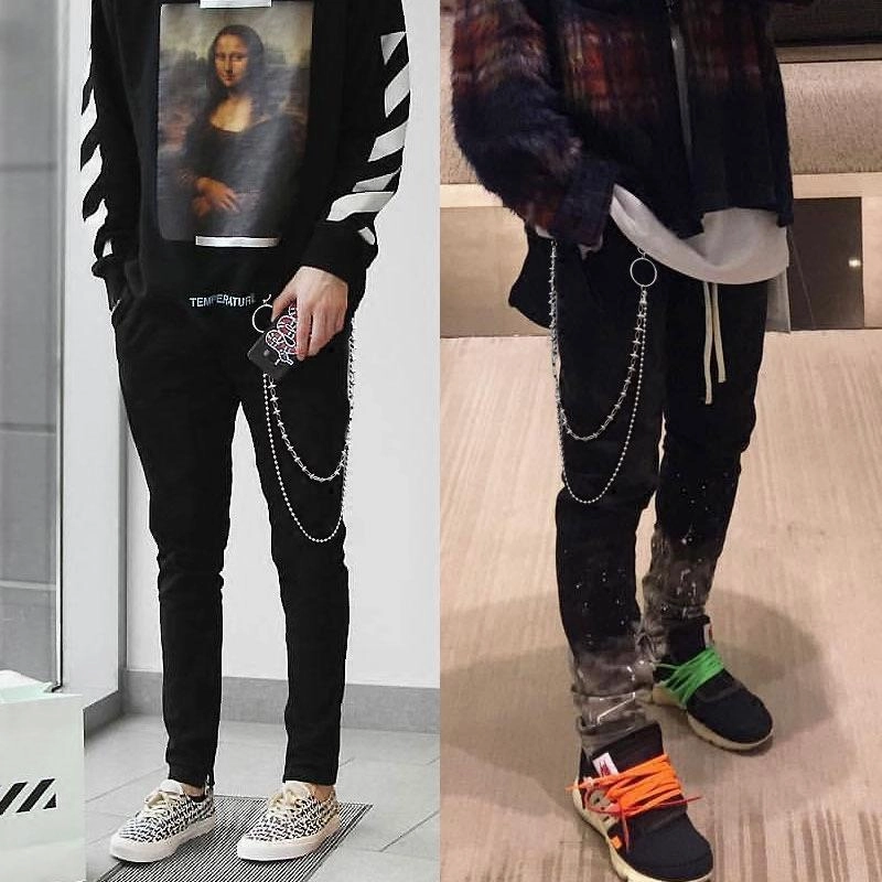 Fashion Men's Womens Double Bead Stainless Steel Pants Chain Biker Wallet Chain For Men