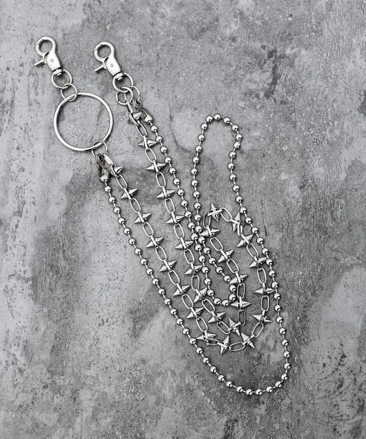 Fashion Men's Womens Double Bead Stainless Steel Pants Chain Biker Wallet Chain For Men