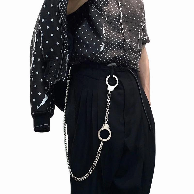 Fashion Womens Men's Handcuffs Stainless Steel jeans chain jean chain Pants Chain Biker Wallet Chain For Men