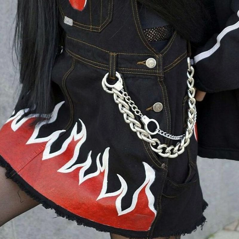Fashion Womens Men's Handcuffs Stainless Steel jeans chain jean chain Pants Chain Biker Wallet Chain For Men