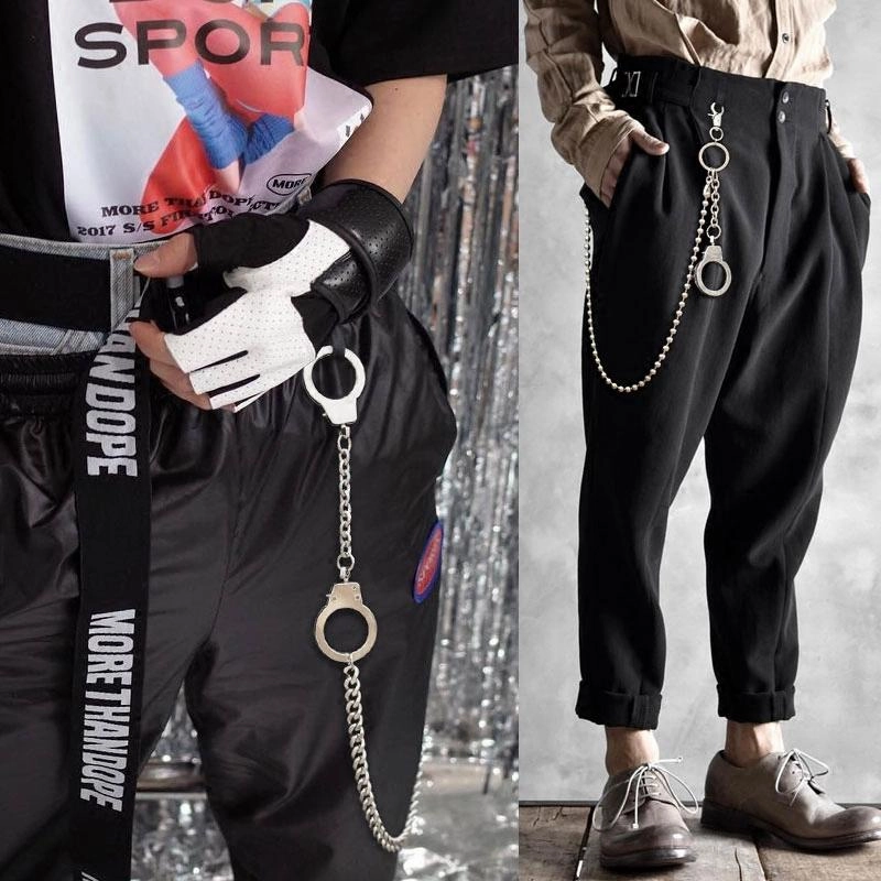 Fashion Womens Men's Handcuffs Stainless Steel jeans chain jean chain Pants Chain Biker Wallet Chain For Men