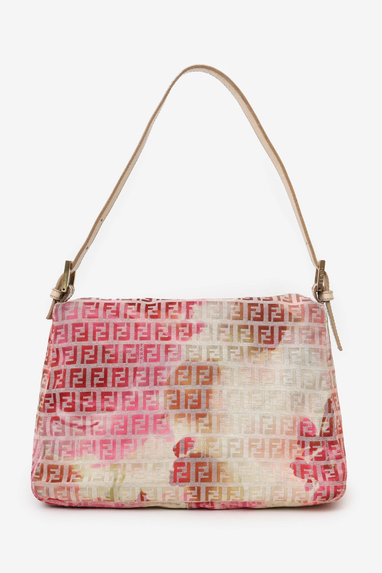 Fendi Beige/Pink Floral Zucchino Canvas Mama Forever Shoulder Bag