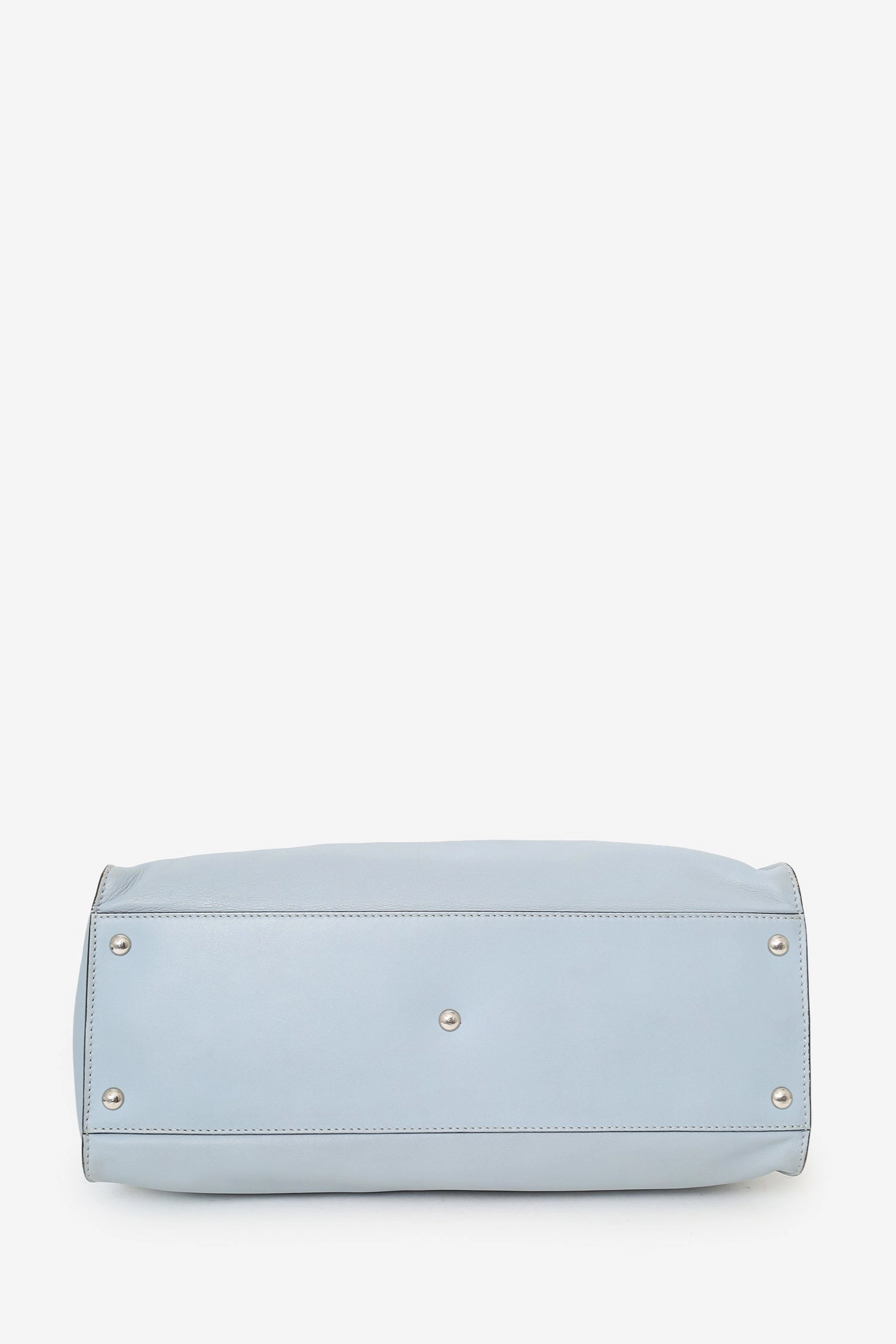 Fendi Blue Leather Large Peekaboo Top Handle Bag with Strap