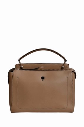 Fendi Brown Leather Dot Com Top Handle Bag with Strap (As Is)