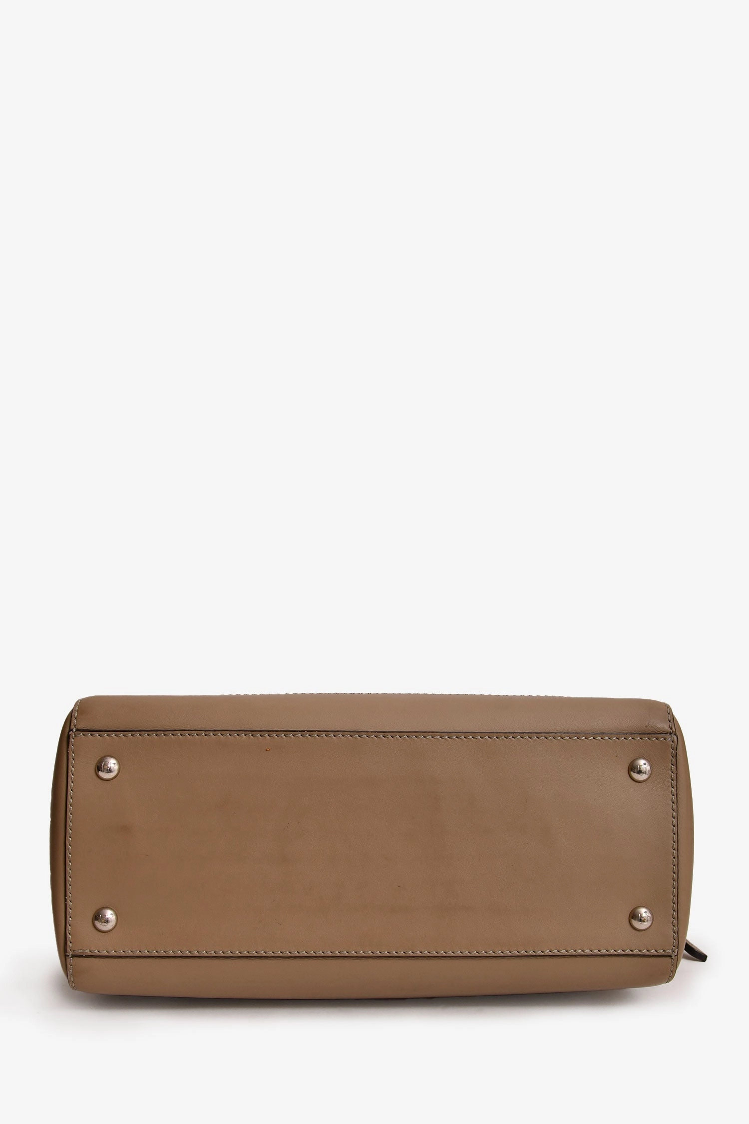 Fendi Brown Leather Dot Com Top Handle Bag with Strap (As Is)