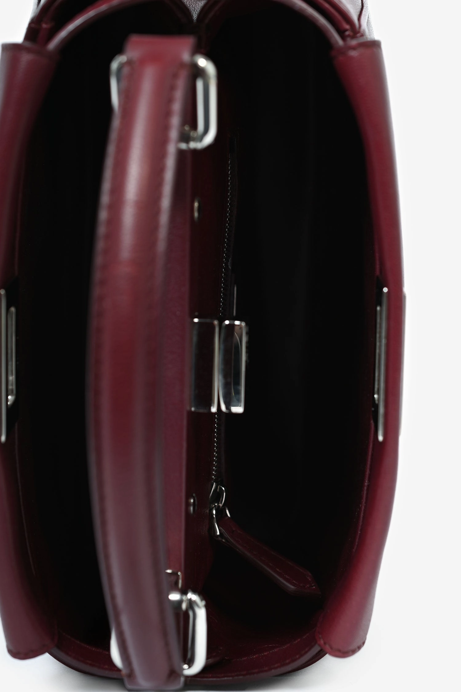 Fendi Burgundy Smooth Leather Small Peek-A-Boo Top Handle with Strap