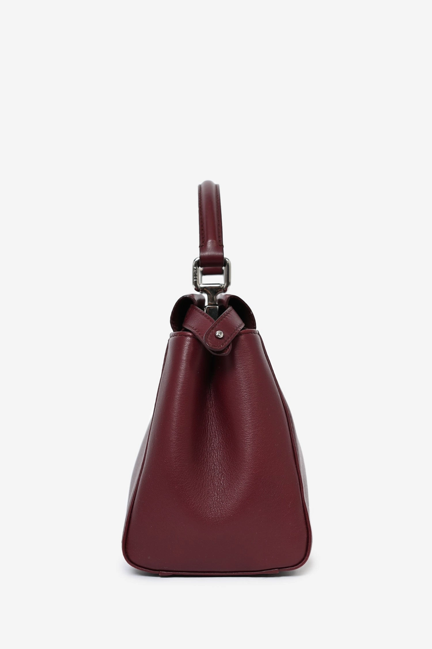 Fendi Burgundy Smooth Leather Small Peek-A-Boo Top Handle with Strap
