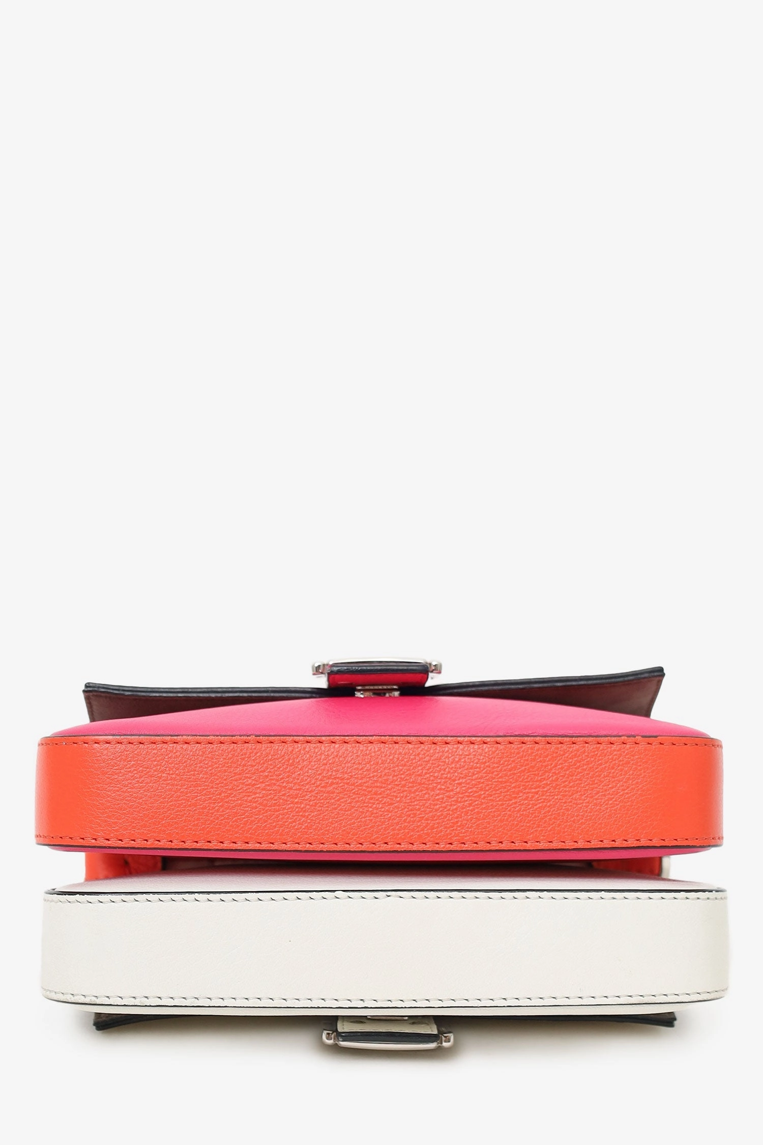 Fendi Pink/White Leather Flowerland Micro Double Baguette Crossbody Bag