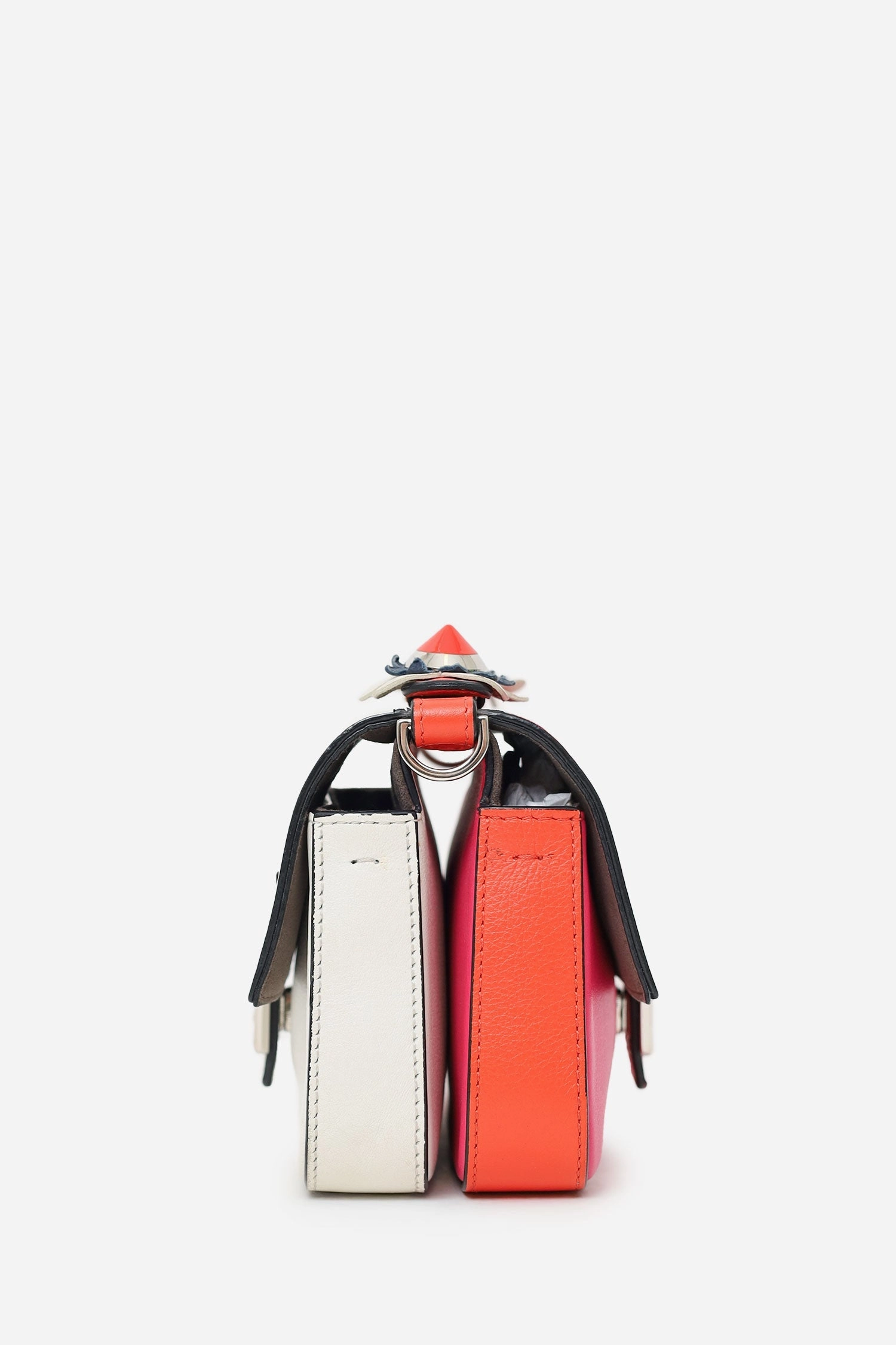Fendi Pink/White Leather Flowerland Micro Double Baguette Crossbody Bag