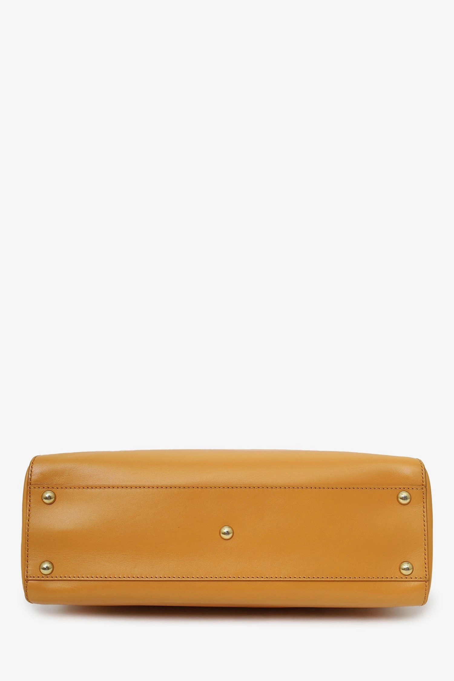Fendi Yellow Leather Medium Peekaboo Top Handle Bag With Strap