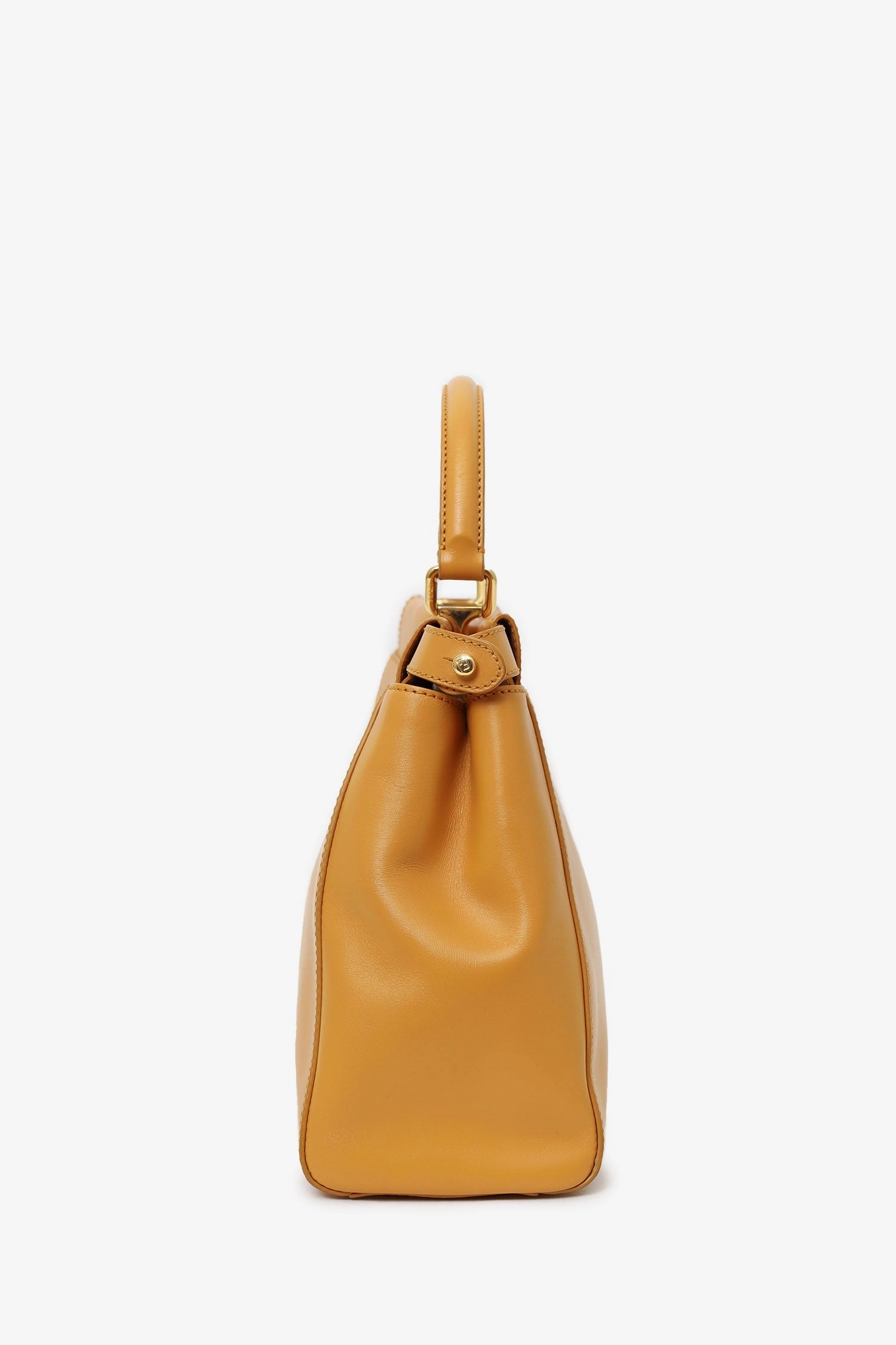 Fendi Yellow Leather Medium Peekaboo Top Handle Bag With Strap