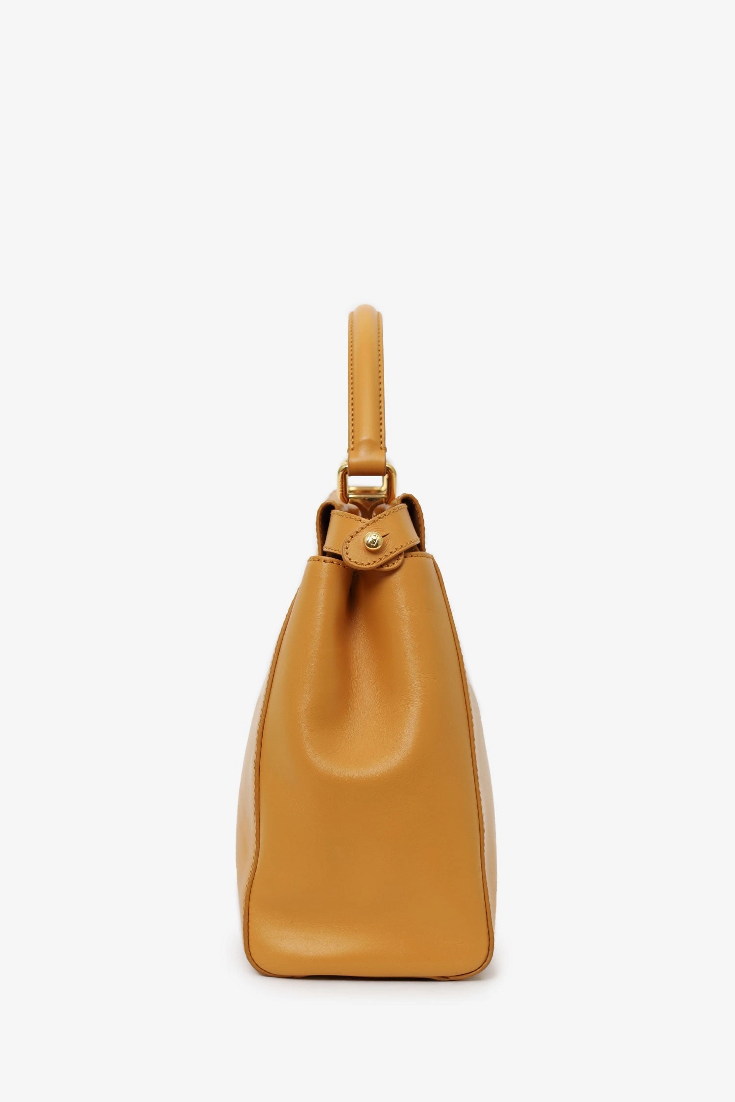 Fendi Yellow Leather Medium Peekaboo Top Handle Bag With Strap