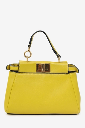 Fendi Yellow Leather Micro Peekaboo Top Handle Bag with Strap